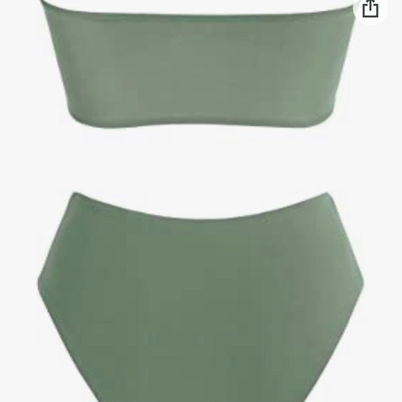 Omkagi Army Green 2 Piece Cheeky Bandeau Bikini High Waisted in Size Large - Picture 2 of 2